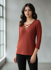 Chest 19 Length 30 Western Branded Women Winter Knit Top