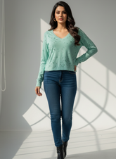 Chest 20 Length 19 Imported Western Women Winter Top