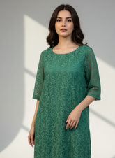 Chest 19 Length 34 Fabric Net Branded Ladies Summer Long Top – Trendy & Comfortable