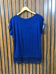 Chest 20 Lenght 25 front fabric linen back Fabric jersey Trendy Western Half Sleeve Top For Women