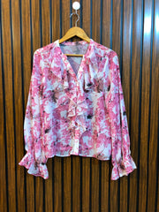 Chest 17  Length 22  Fabric silk Women's Everyday Full Sleeve Top