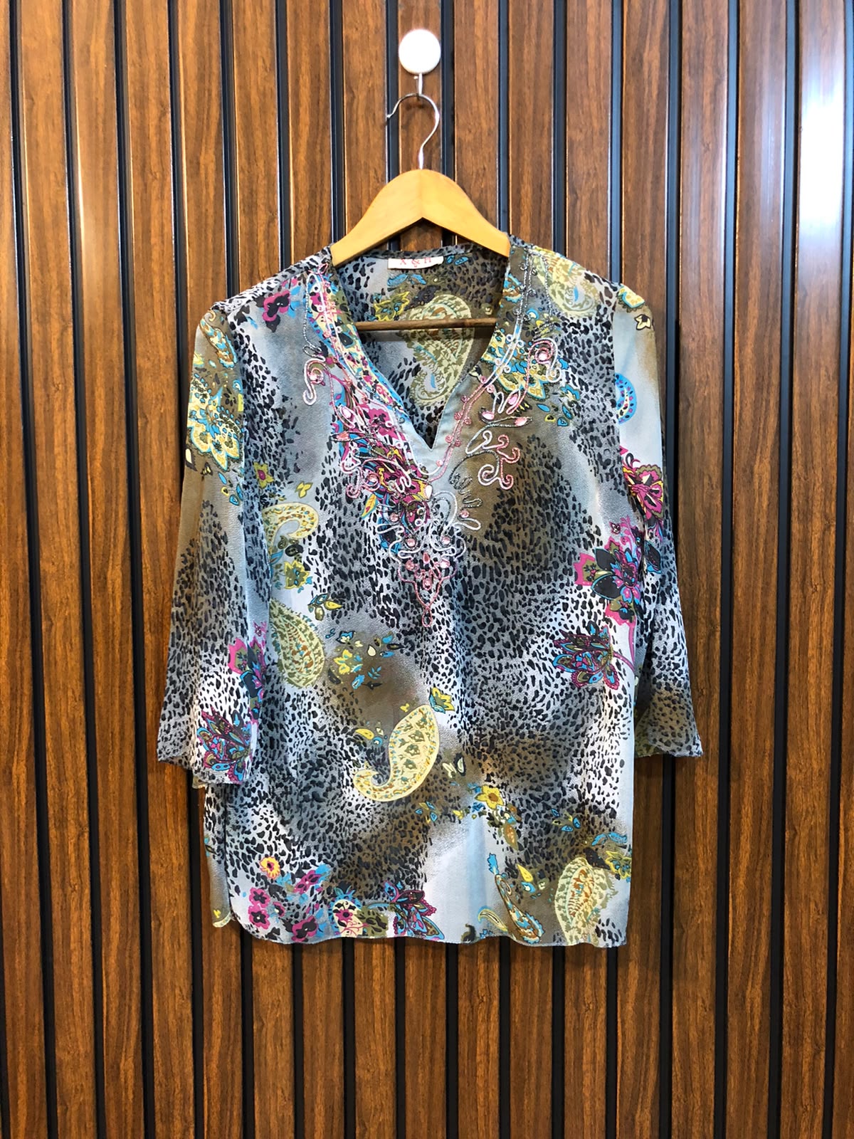 Chest 18  Length 24  Fabric Chiffon Women's Modern Full Sleeve Top