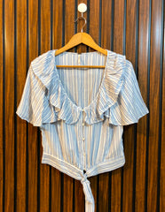 Chest 19  Length 17  Fabric Linen Women's Half Sleeve Casual Top