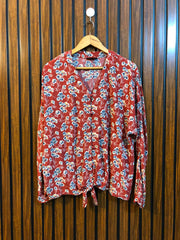 Chest 22  Length 25  Fabric Linen Women's Fashion Full Sleeve Top