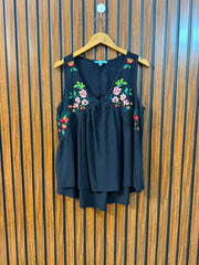 Chest 21  Length 24 To 26  Fabric Linen Women's Trendy Sleeveless Top