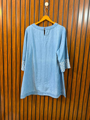 Chest 22  Length 32  Fabric Denim Women's Trendy Long Top