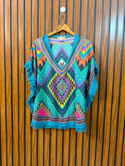 Chest Small Baggy Style  Length 25  Fabric Rayon Western Women's Smart Casual Ponchos
