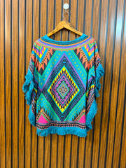 Chest Small Baggy Style  Length 25  Fabric Rayon Western Women's Smart Casual Ponchos