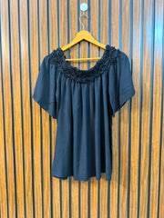 Chest 20  Length 22  Fabric Linen Branded Women's Basic Half Sleeve Top