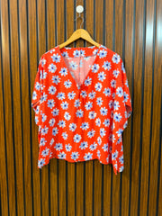 Chest 26 Baggy Style  Length 23  Fabric Linen Western Women's Half Sleeve Casual Wear