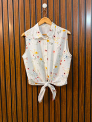 Chest 20  Length 19  Fabric Silk Women's Trend Sleeveless Top