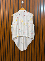 Chest 20  Length 19  Fabric Silk Women's Trend Sleeveless Top