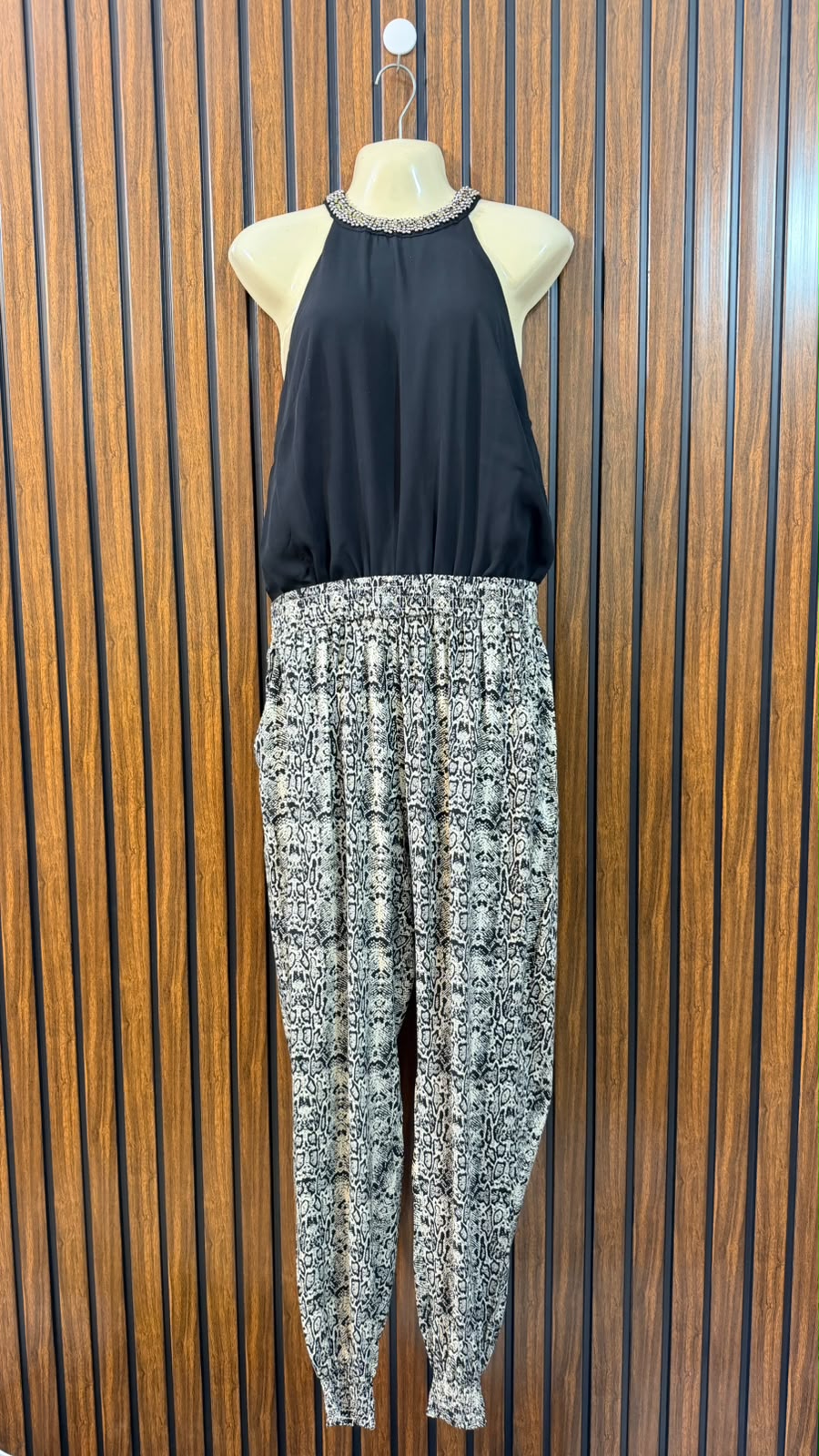 Chest 18  Length 57  Fabric Chiffon & Linen Women's Wardrobe Long Jumpsuit