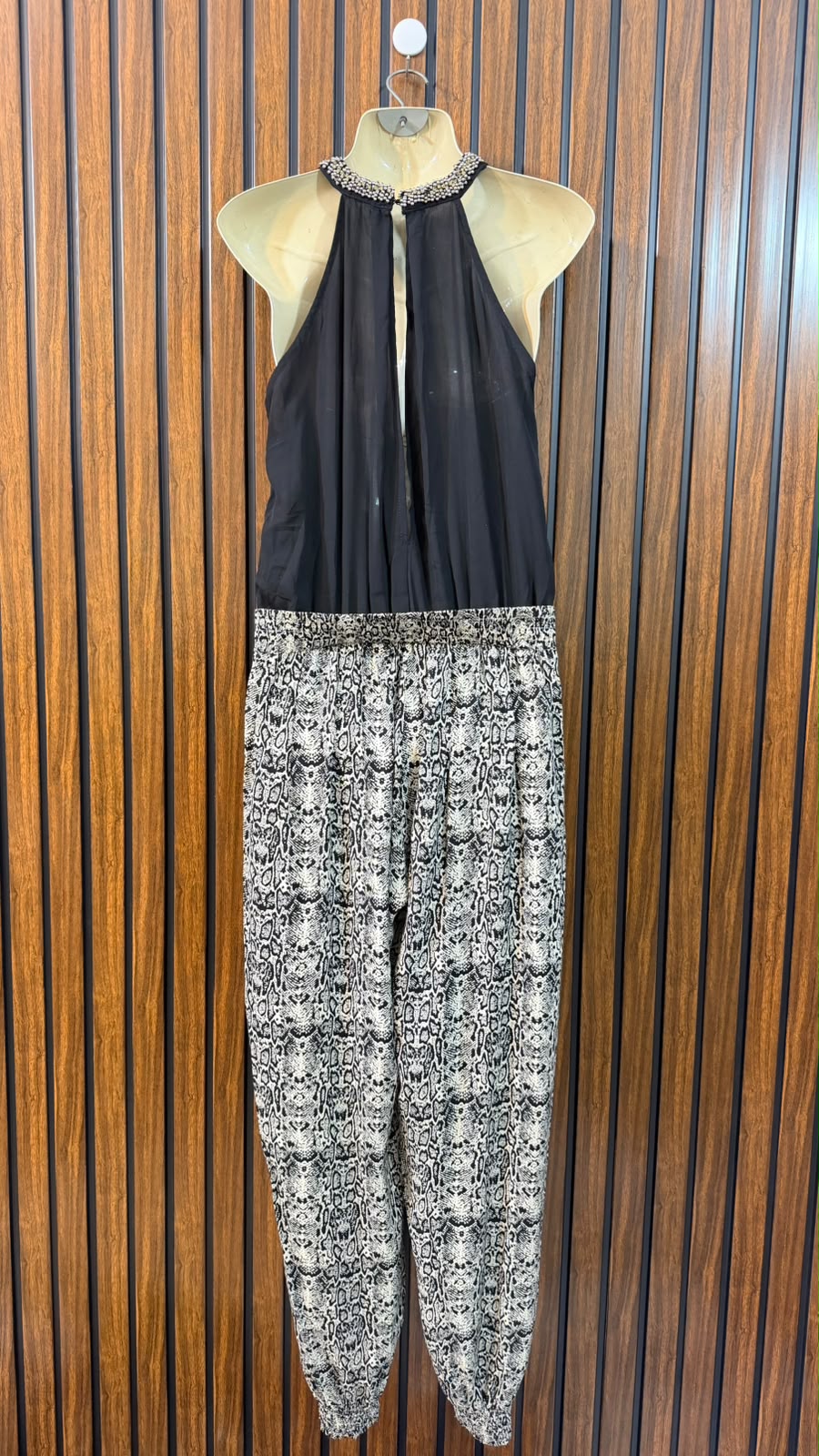 Chest 18  Length 57  Fabric Chiffon & Linen Women's Wardrobe Long Jumpsuit