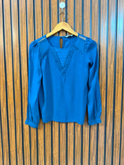 Chest 16  Lenght 21  Fabric Chiffon Elegant Western Women's Full Sleeve Top
