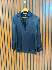 Chest 17  Lenght 24 To 27  Fabric Silk Zara Brand Western Black Top