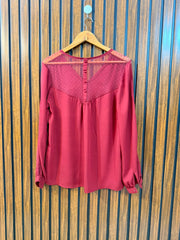 Chest 19  Lenght 25  Fabric Chiffon Western Wear Women's Full Sleeve Top