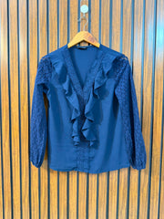 Chest 17  Lenght 23  Sleeve Fabric Net Other Fabric Silk Western Women's Signature Full Sleeve Top