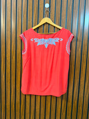 Chest 20  Lenght 23  Fabric linen Elegant Women's Sleeveless Top