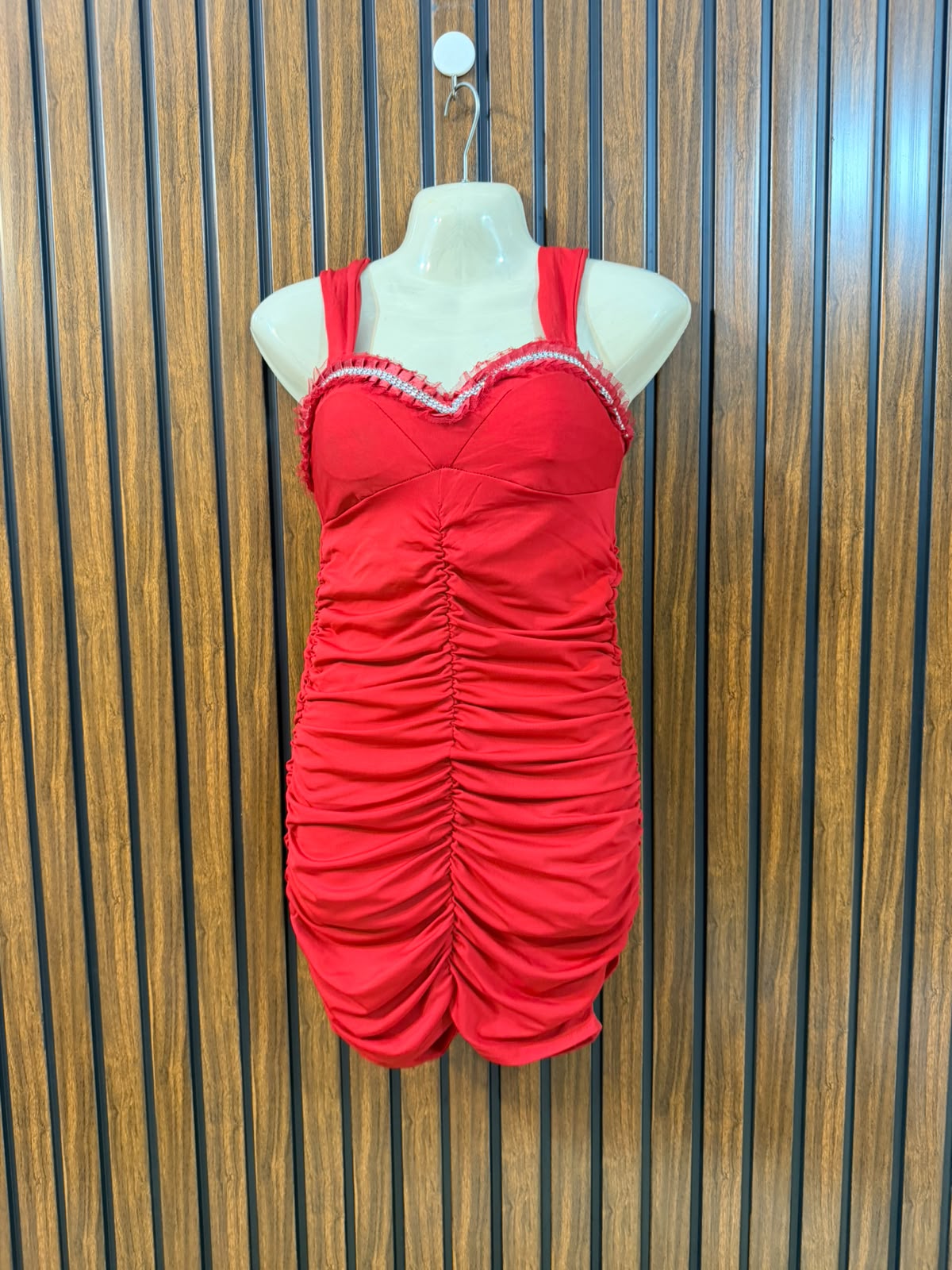 Chest 17  Length 27  Fabric Silk Jersey Trendy Women's Party Wear Mini Dress