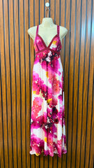 Chest 20  Length 52  Fabric Silk Jersey Branded Women's Long Maxi Dress