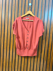 Chest 18  Length 22  Fabric Linen Western Women's Half Sleeve Top
