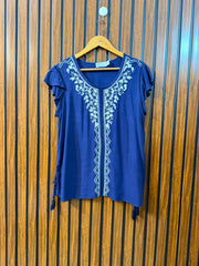 Chest 19  Length 24  Fabric Linen Women's Modern Fashion Top