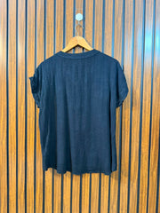 Chest 19   Length 24 To 25  Fabric Linen Women's Designer Half Sleeve Top