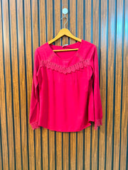 Chest 17  Length 23  Fabric Linen Western Women's Latest Full Sleeve Top