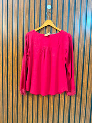 Chest 17  Length 23  Fabric Linen Western Women's Latest Full Sleeve Top