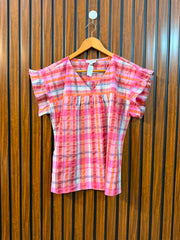 Chest 19  Length 22.5  Fabric Cotton Silk Western Branded Women's Summer Half Sleeve Top