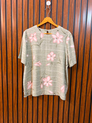Chest 20  Length 24.5  Fabric Linen Women's Classic Western Half Sleeve Top