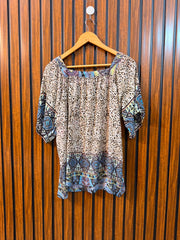 Chest 21  Length 24  Fabric Linen Branded Women's Stylish Summer Half Sleeve Top
