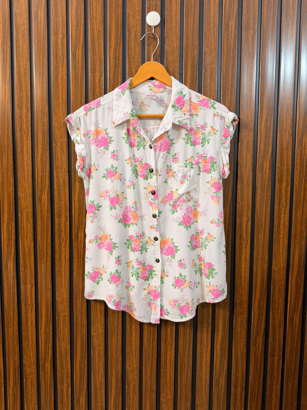 Chest 18  Length 24  Fabric Linen Women's Western Daily Wear Half Sleeve Top