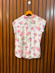 Chest 18  Length 24  Fabric Linen Women's Western Daily Wear Half Sleeve Top