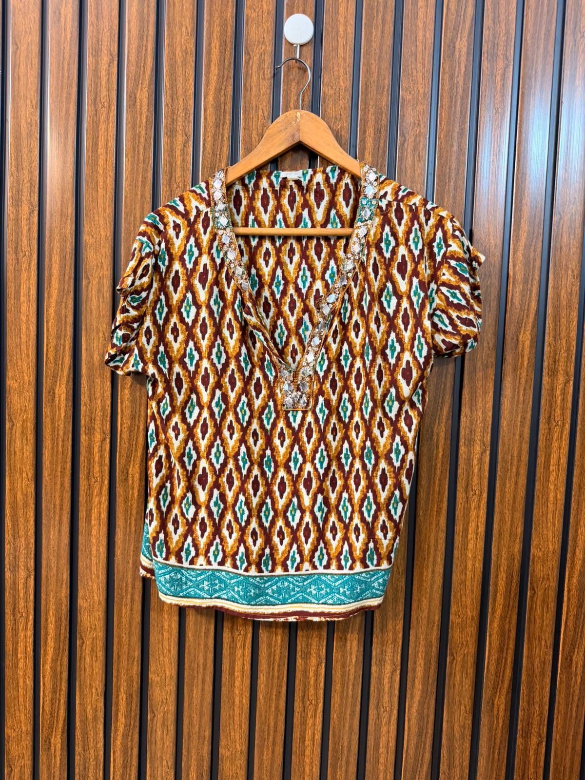 Chest 17  Length 20  Fabric Linen Premium Western Women's Casual Top