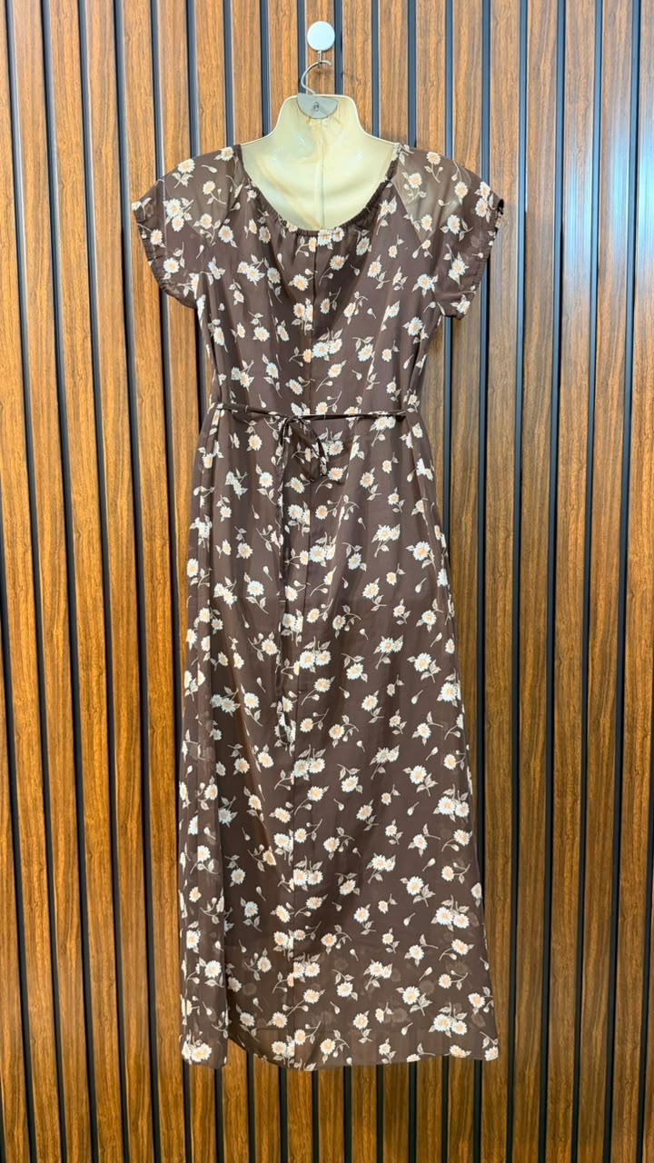 Chest 17  Length 47  Fabric Chiffon Elegant Women's Long Maxi