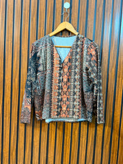 Chest 19  Length 20  Fabric Silk Women's Casual Full Sleeve Top
