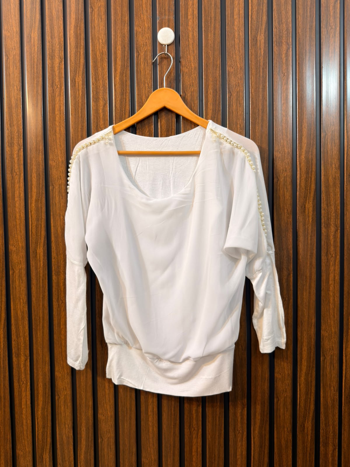 Chest 19  Lenght 23  Fabric chiffon Women's Fashion Full Sleeve Top