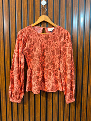 Chest 17  Length 21  Fabric Linen Branded Women's Casual Full Sleeve Top