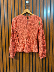 Chest 17  Length 21  Fabric Linen Branded Women's Casual Full Sleeve Top