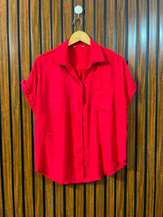 Chest 21  Lenght 26  Fabric cotton silk Casual Women's Half Sleeve Top