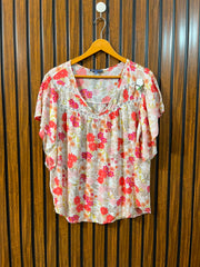 Chest 21  Lenght 25  Fabric Linen Women's Contemporary Half Sleeve Top