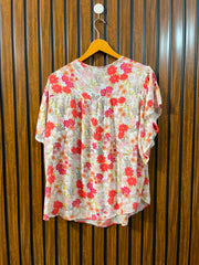 Chest 21  Lenght 25  Fabric Linen Women's Contemporary Half Sleeve Top