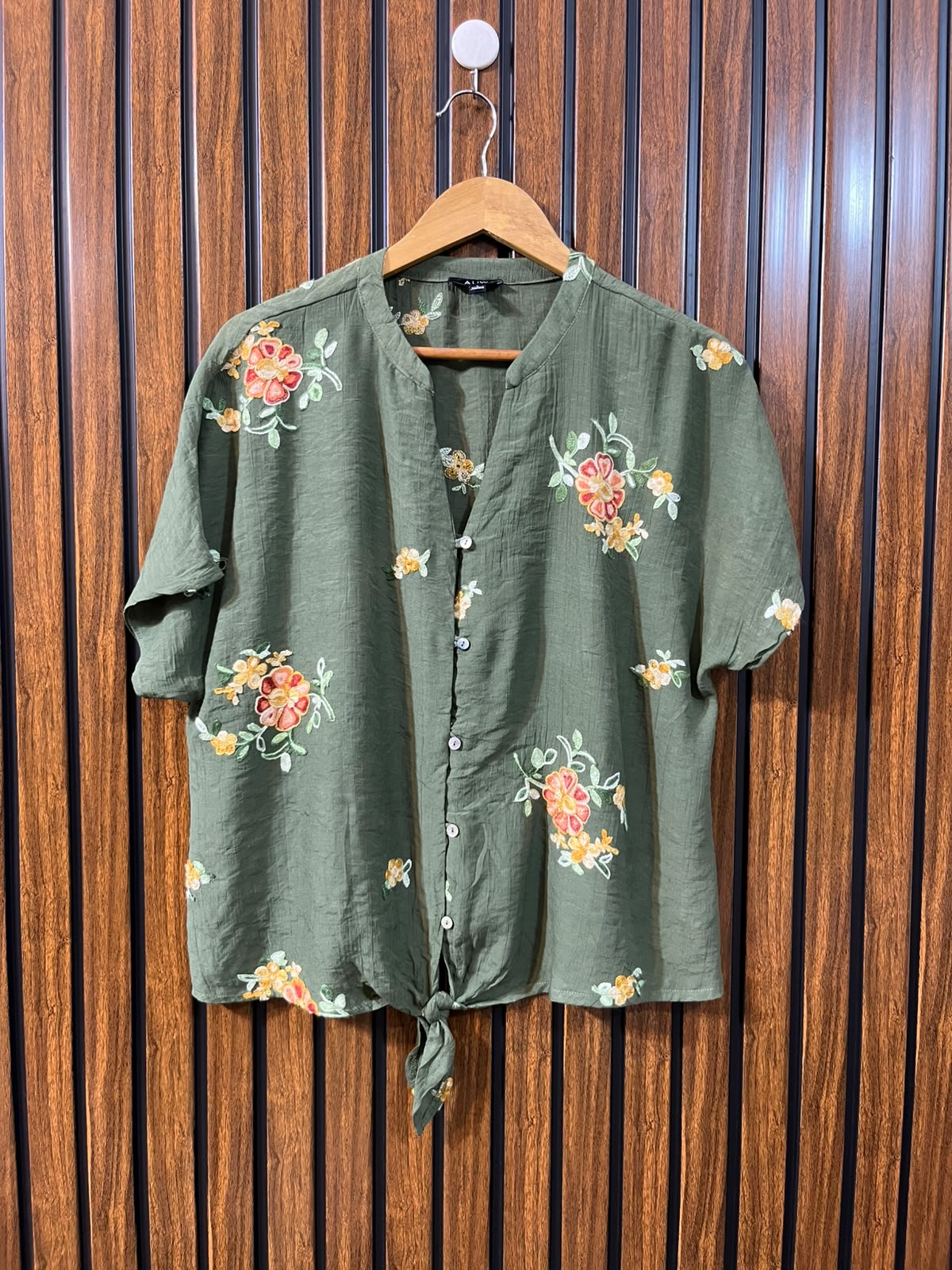ght 22  Fabric Cotton Silk Women's Chic Half Sleeve Top