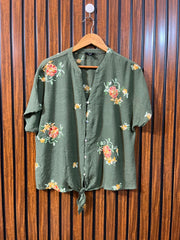 ght 22  Fabric Cotton Silk Women's Chic Half Sleeve Top