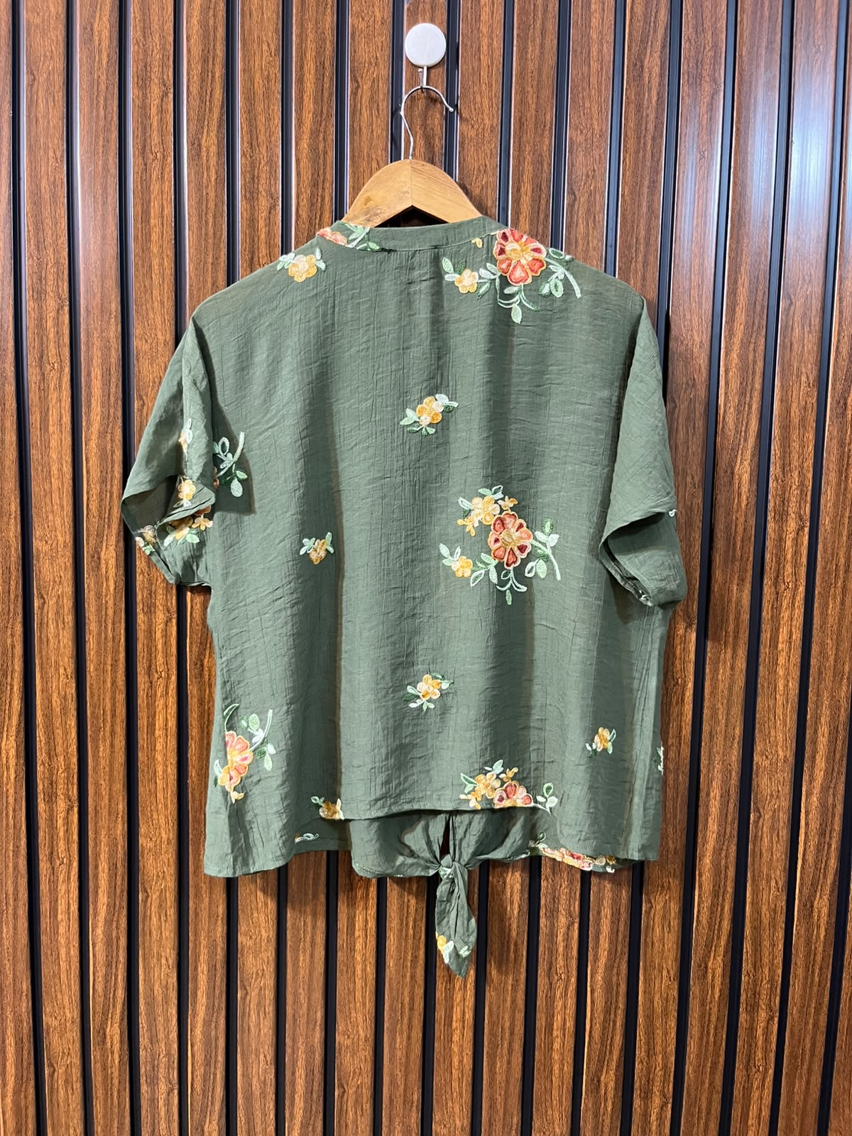 ght 22  Fabric Cotton Silk Women's Chic Half Sleeve Top