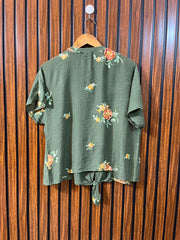 ght 22  Fabric Cotton Silk Women's Chic Half Sleeve Top