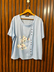 Chest 21  Lenght 26  Fabric rayon Women's Smart Half Sleeve Top