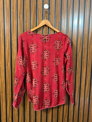Chest 19  Lenght 26  Fabric Linen Ladies Western Branded Full Sleeve Top